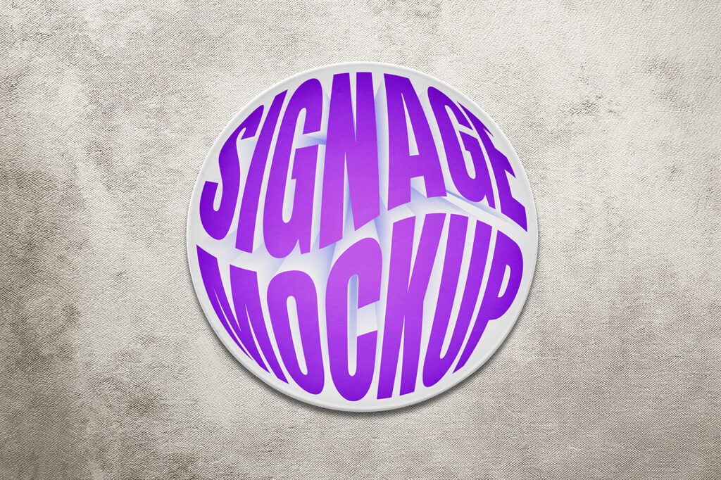 Free Circle Sign on Wall Mockup