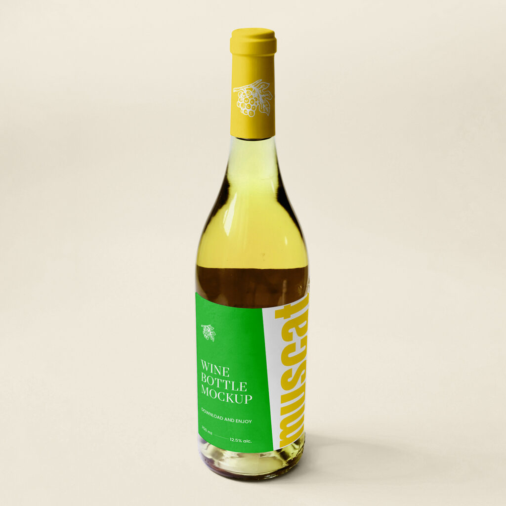 Free Glass Wine Bottle Mockup
