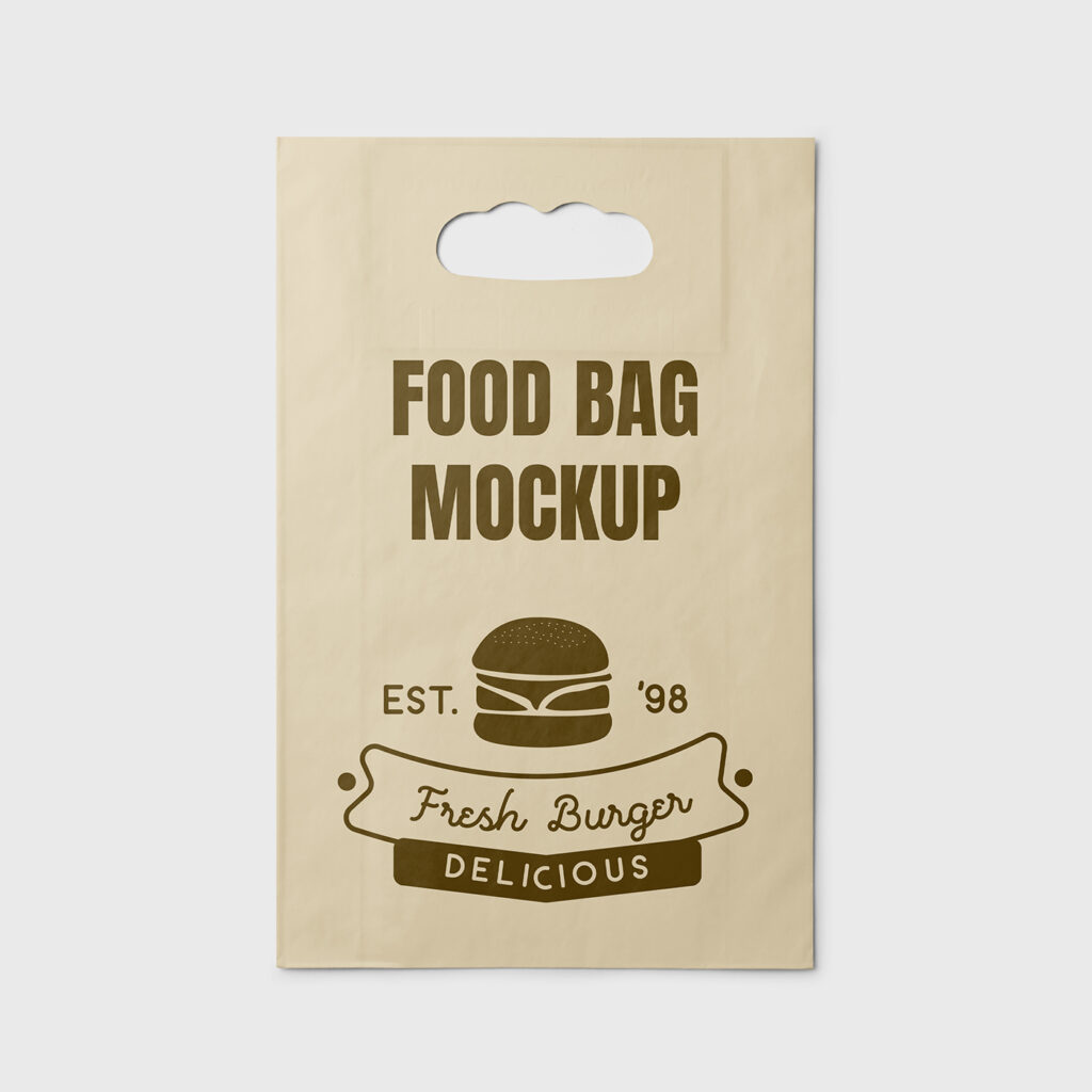 Free Lying Eco Paper Food Bag Mockup