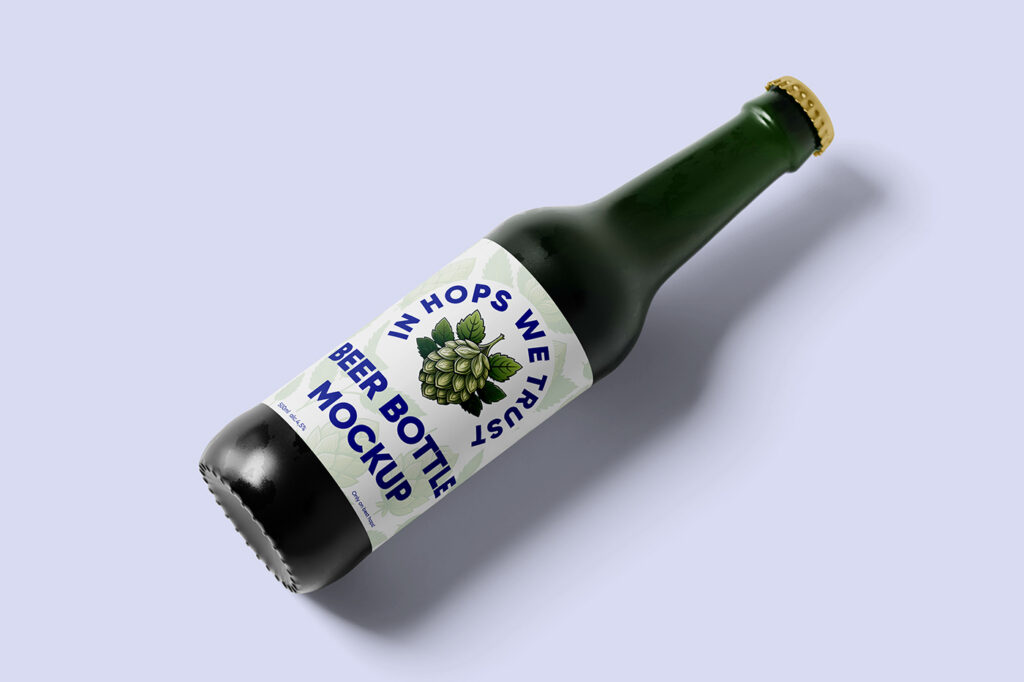 Free Perspective Beer Bottle Mockup
