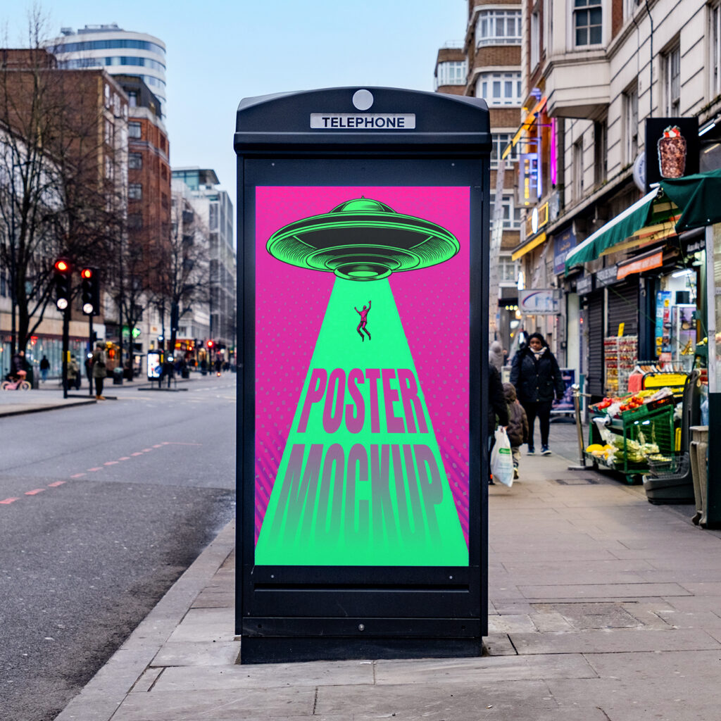 Free Poster on Public Phone Mockup