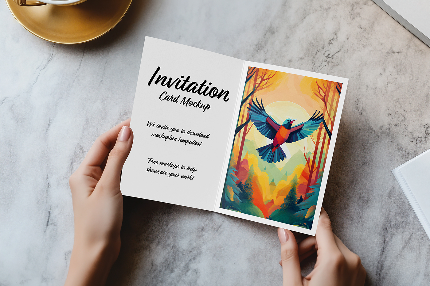 Free Folded Invitation Card Mockup