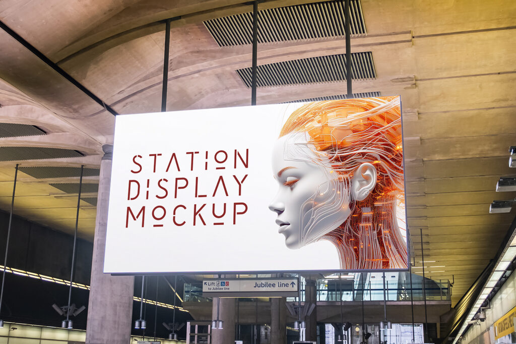 Free Huge Station Billboard Mockup