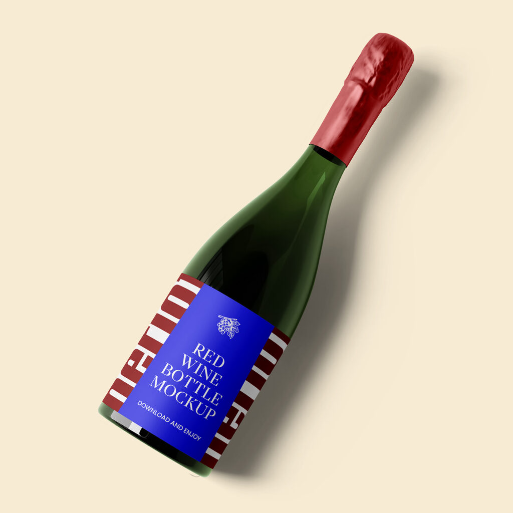 Free Lying Wine Bottle Label Mockup