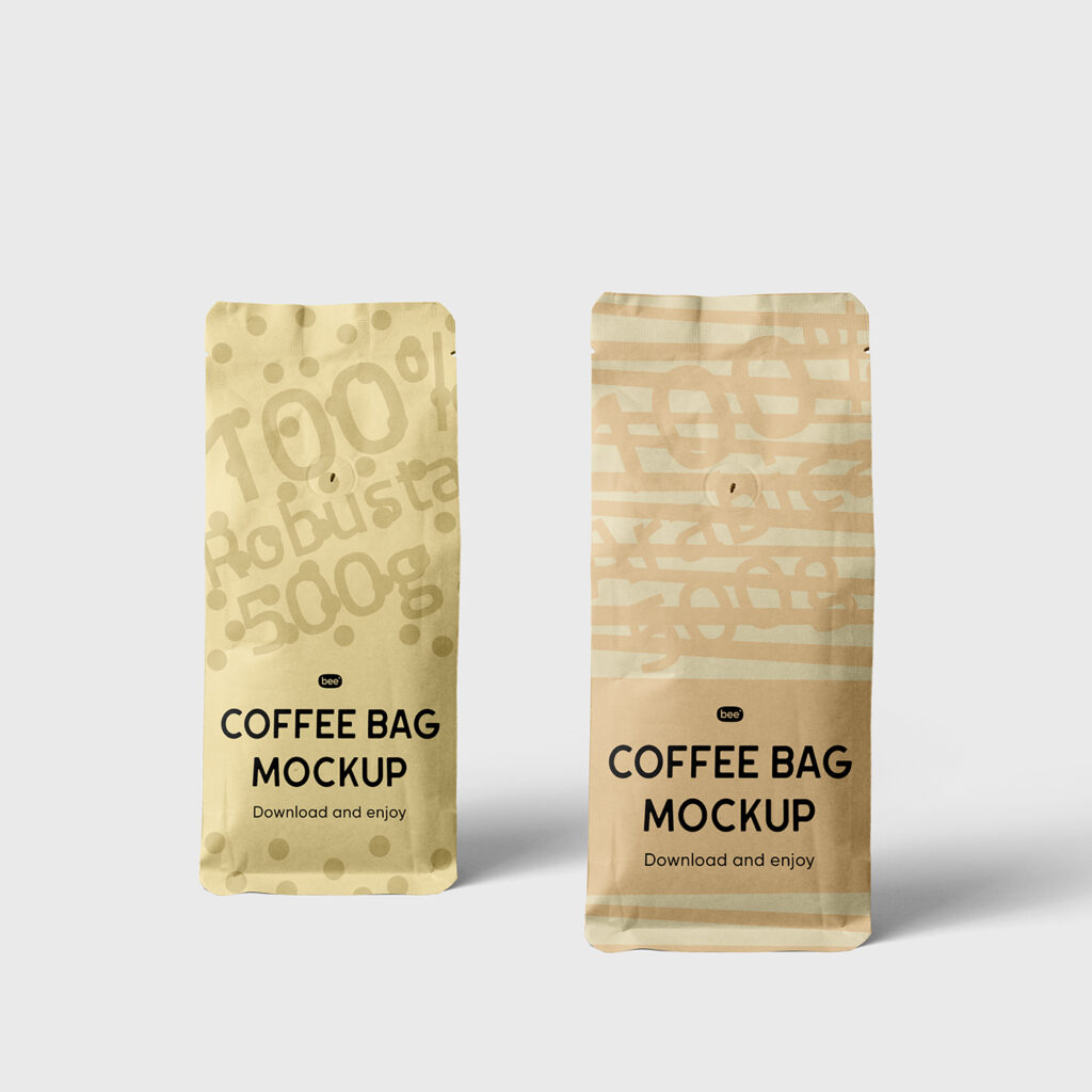 Free Standing Coffee Bag Mockups