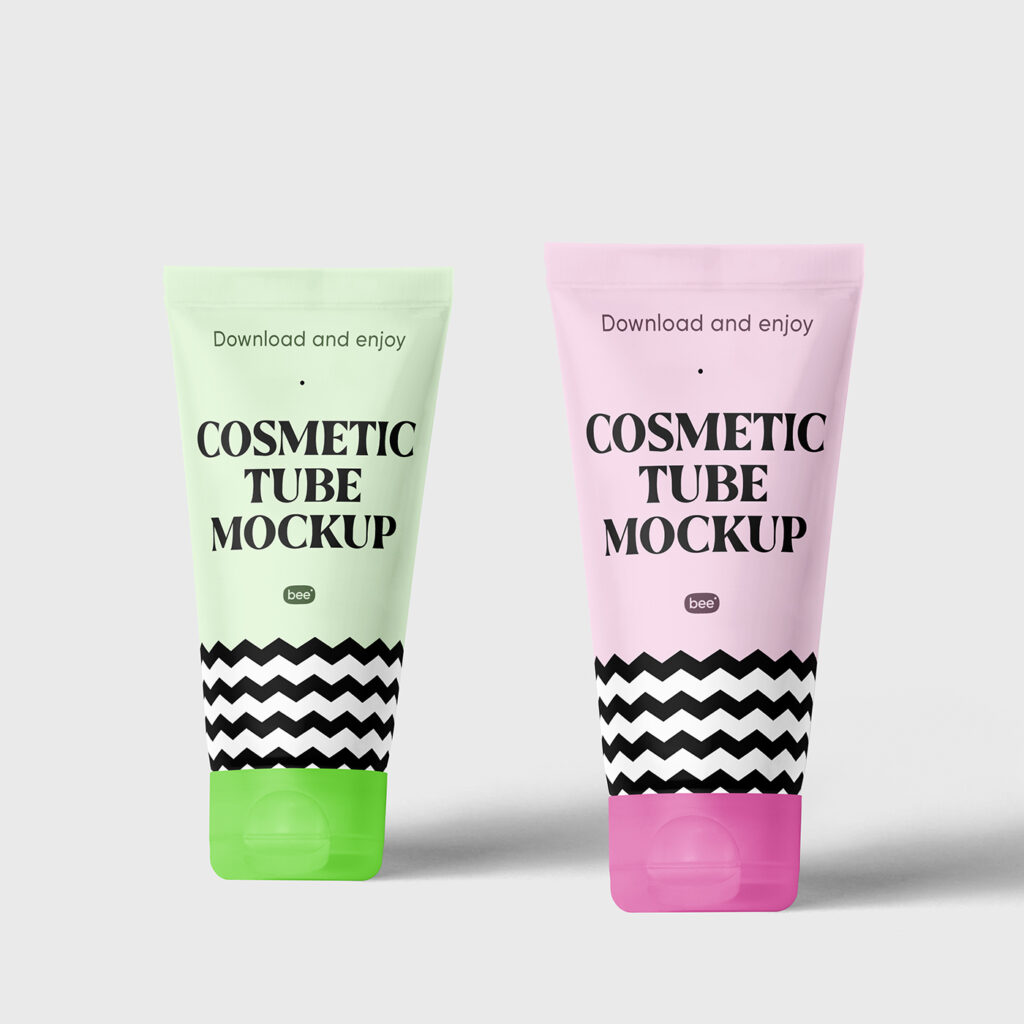 Free Standing Cosmetic Tube Mockups - mockupbee