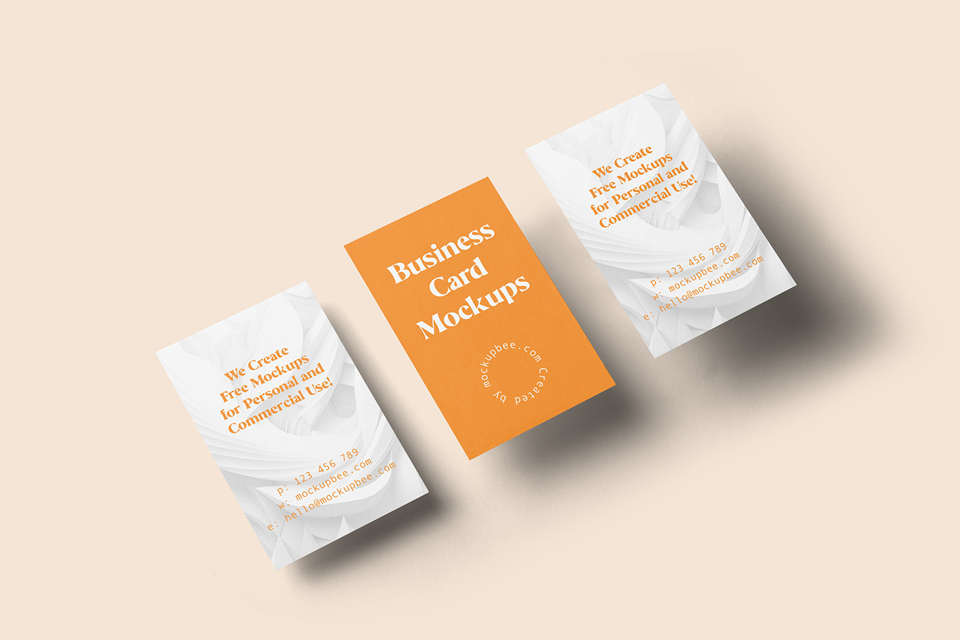 Free Vertical Triple Business Card Mockup