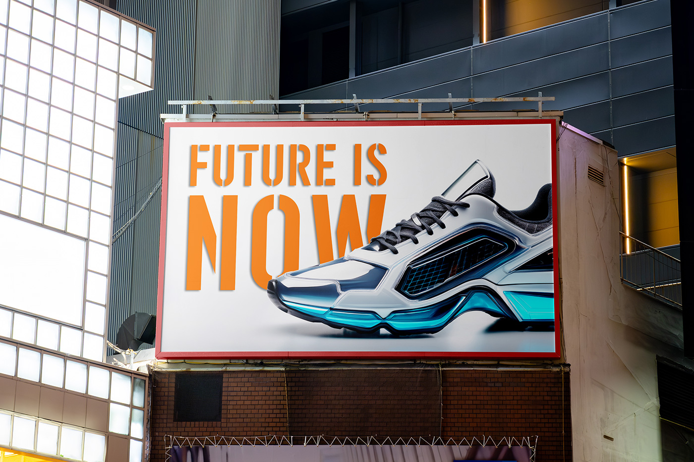 Free Billboard in Night Mockup