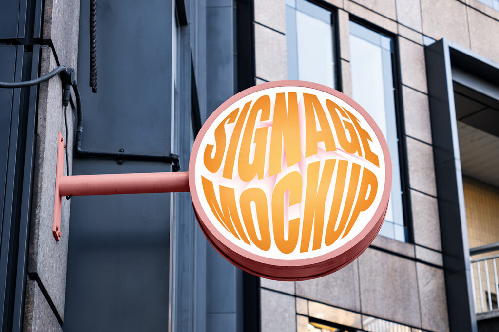 Free Hanging Circle Sign Mockup