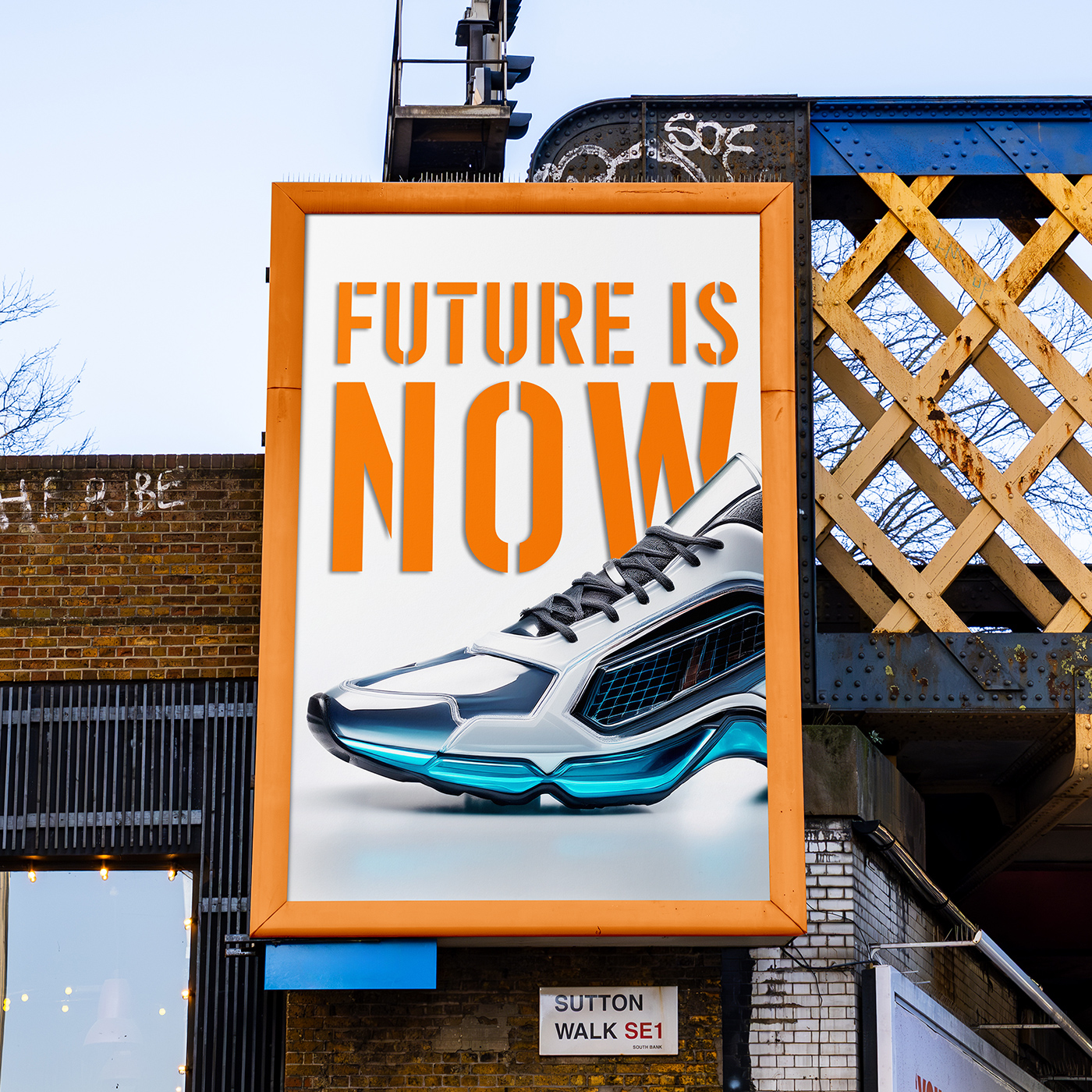 Free Hanging Vertical Billboard Mockup