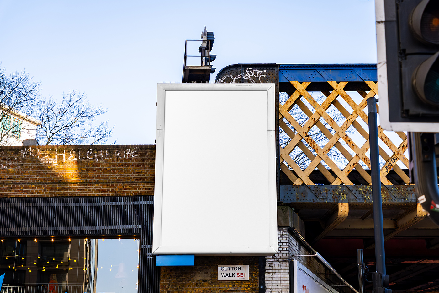 Free Hanging Vertical Billboard Mockup