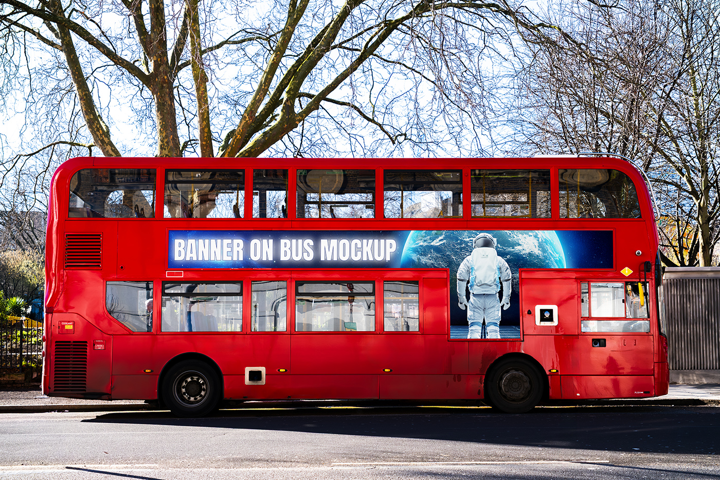 Free London Bus Banner Mockup
