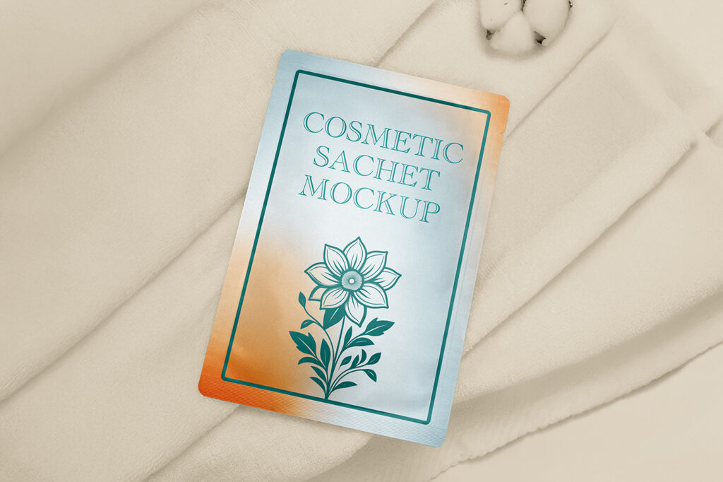 Free Lying Cosmetic Sachet Mockup
