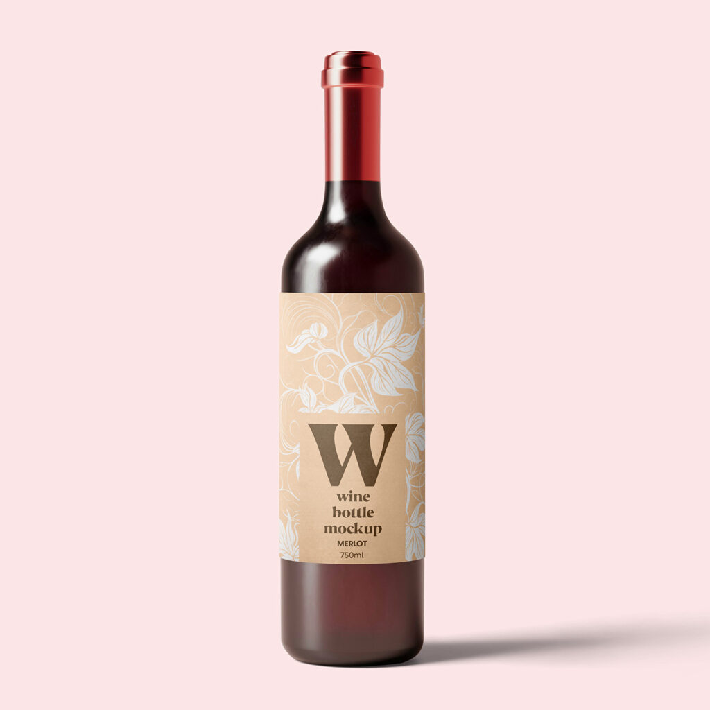 Free Standing Wine Bottle Mockup