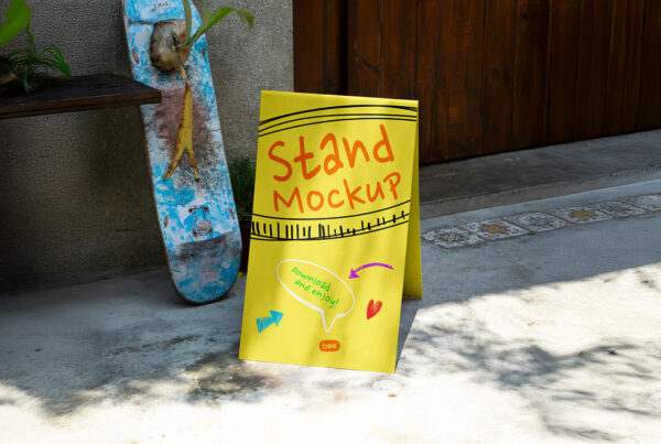 Free A-Stand on Street Mockup