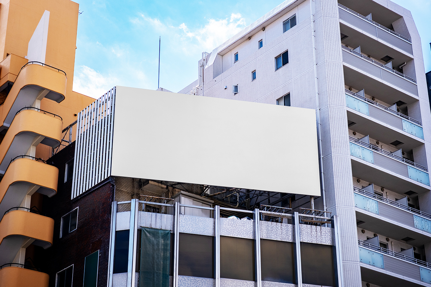 Free Billboard between Buildings Mockup