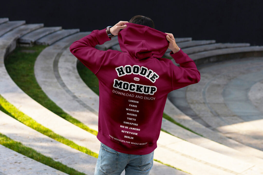 Free Men Hoodie Back View Mockup