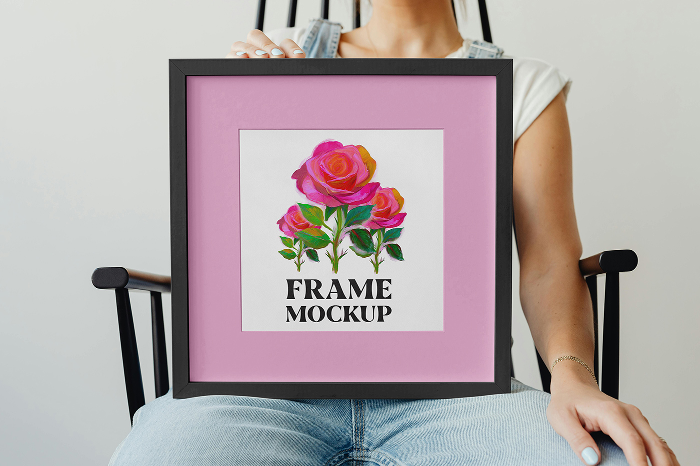 Free Picture Frame with Woman Mockup