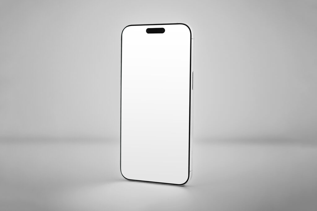 Free Standing iPhone Mockup - mockupbee