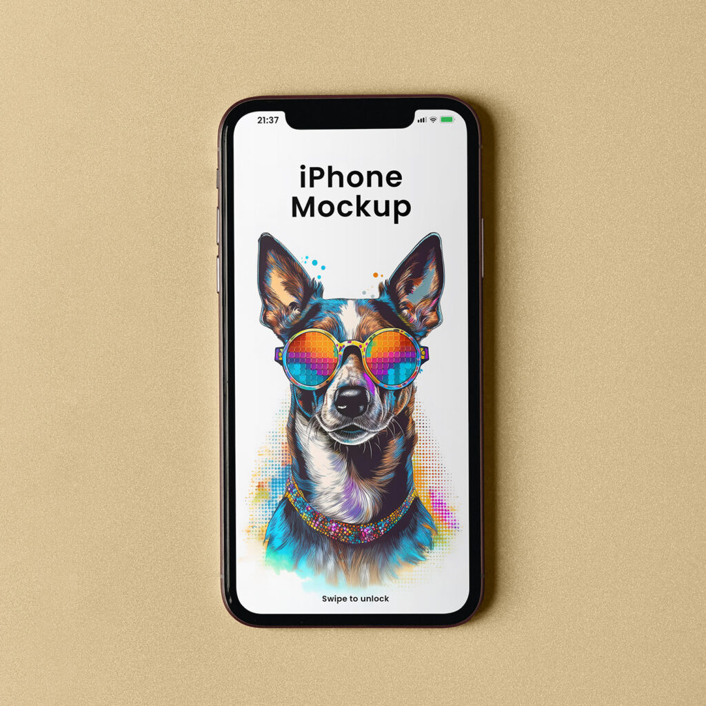 Free Lying iPhone Screen Mockup - mockupbee