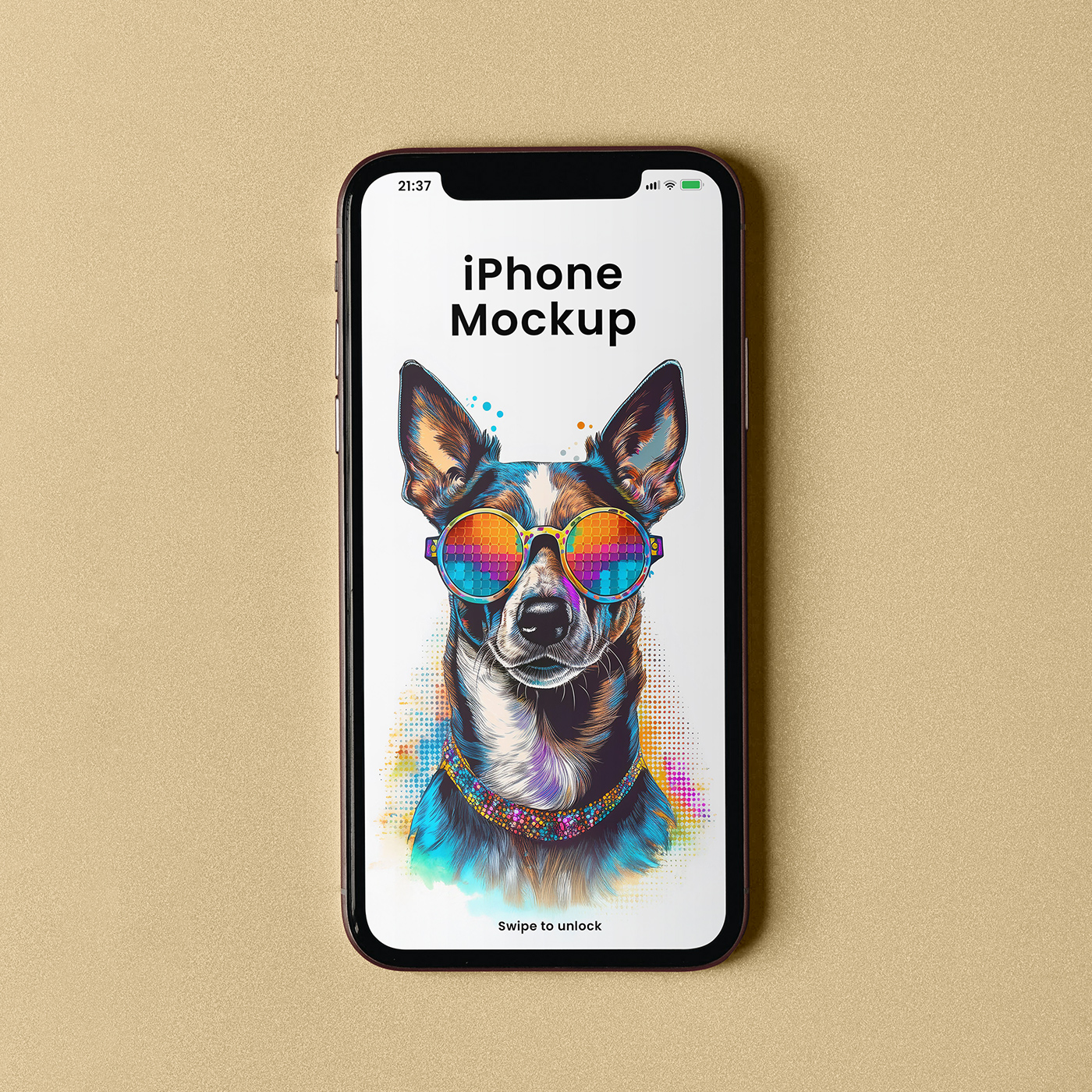 Free Lying iPhone Screen Mockup - mockupbee