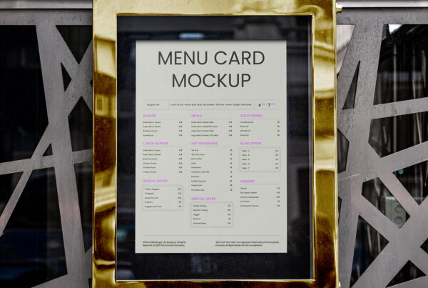 Free Menu Card on Metal Fence Mockup