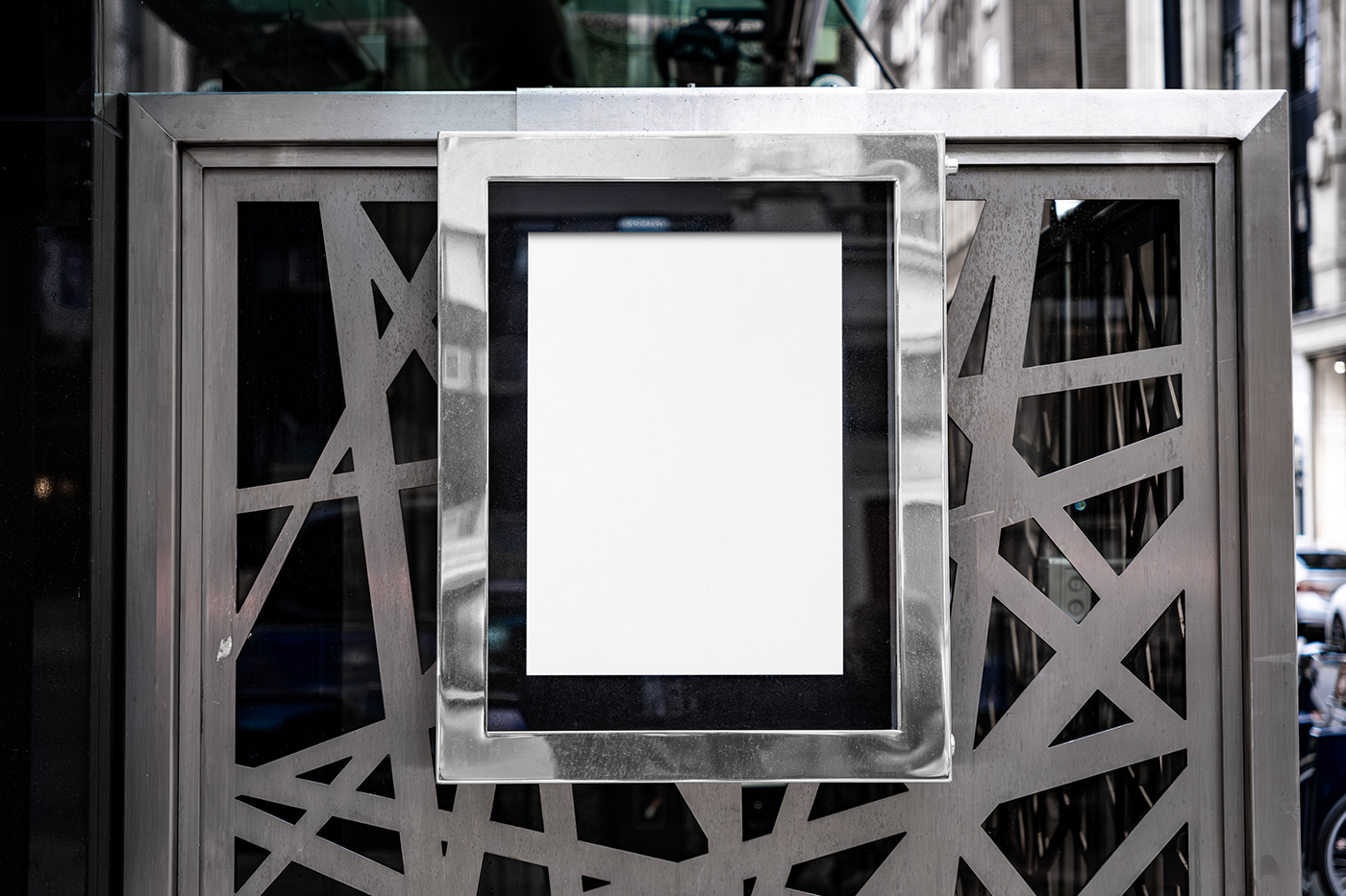 Metal Menu Card Free Menu Card on Metal Fence Mockup - mockupbee