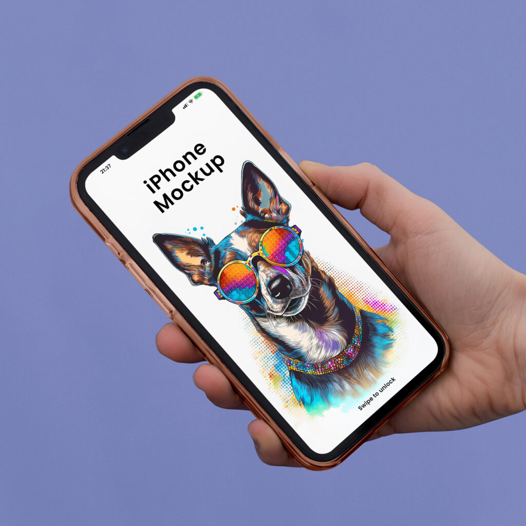 Free Phone Device in Hand Mockup