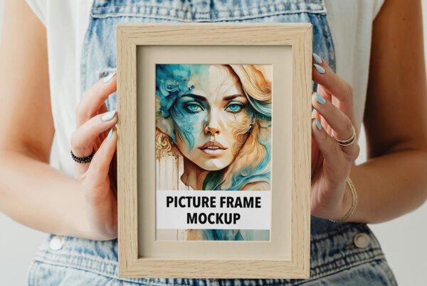 Free Small Picture Frame with Woman Mockup