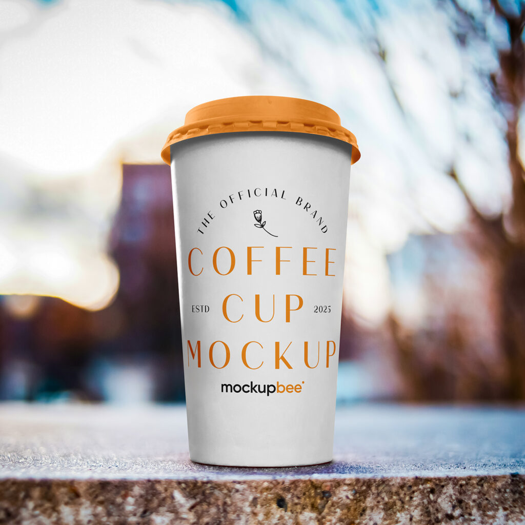 Free Standing Big Paper Cup Mockup