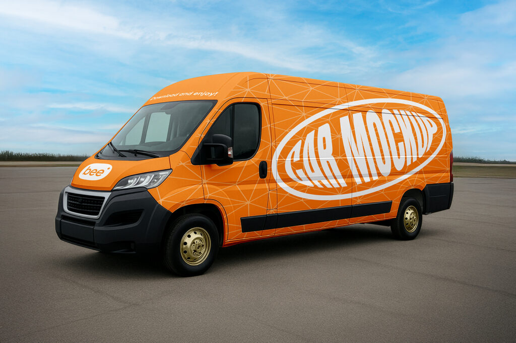 Free Cargo Bus Vehicle Mockup