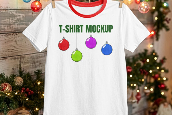Free Hanging Christmas T-Shirt Mockup