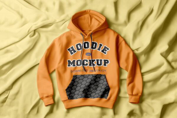 Free Hoodie Lying on Material Mockup