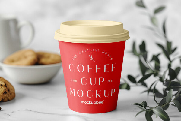 Free Paper Cup with Cookie Mockup