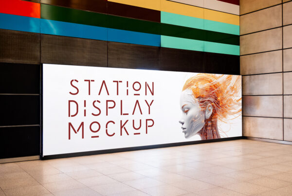 Free Wide Indoor Display Mockup