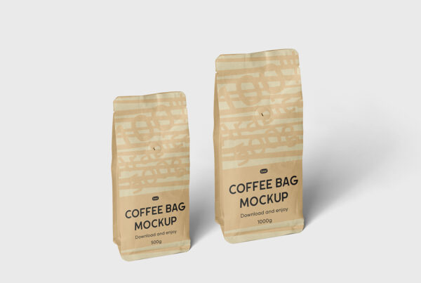 Free Big and Small Coffee Bag Mockup