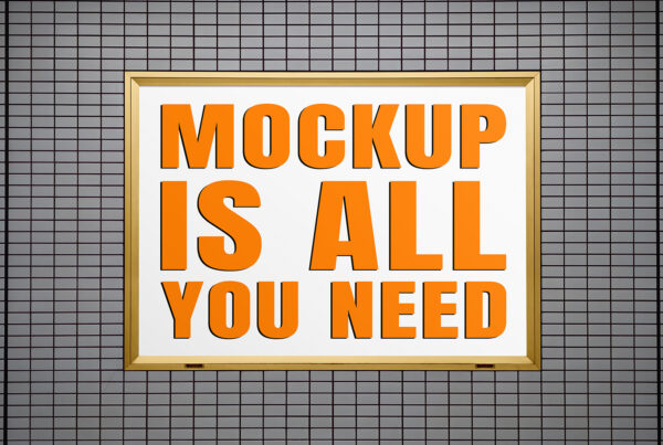 Free Billboard on Grey Wall Mockup