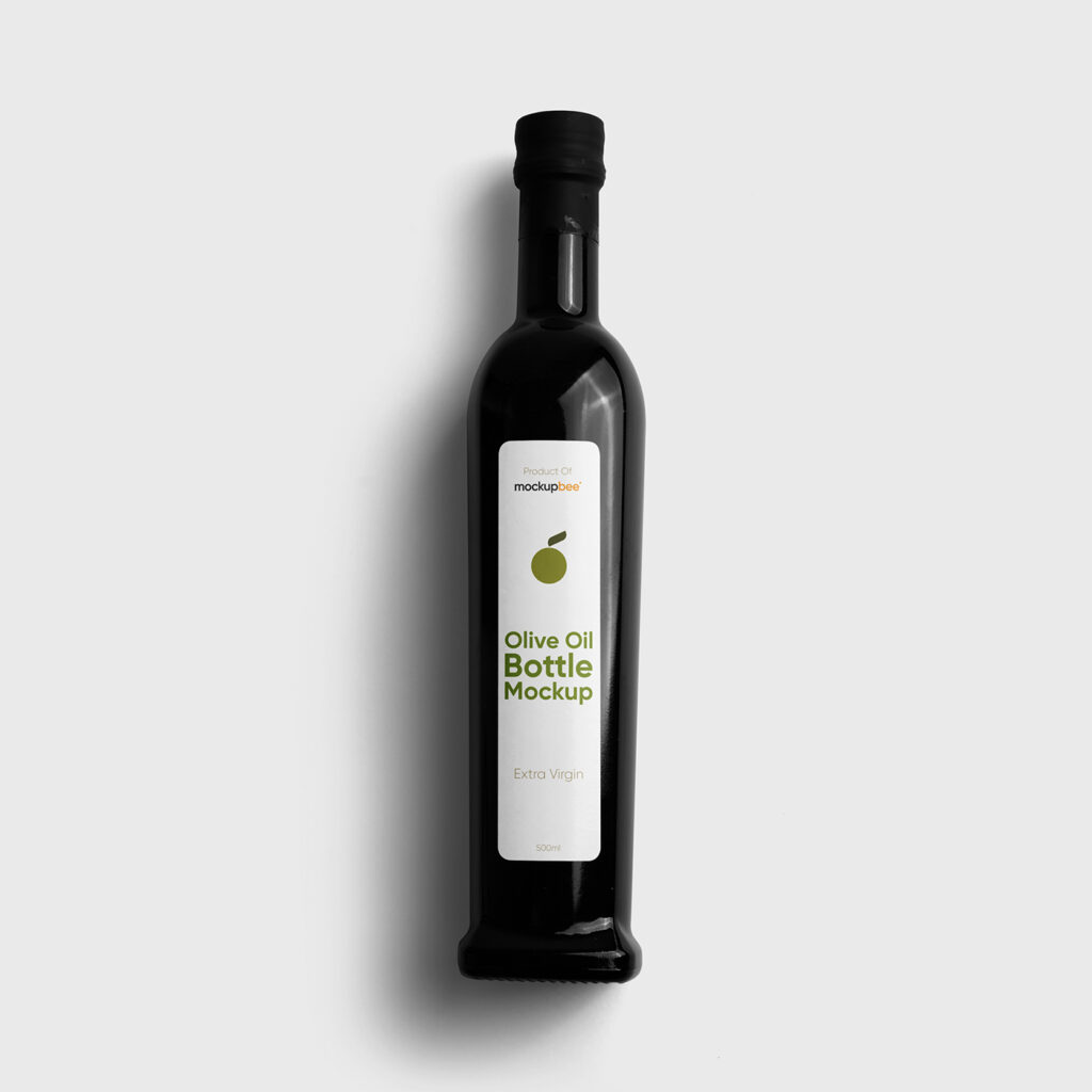 Free Black Bottle with Label Mockup