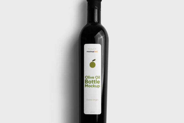 Free Black Bottle with Label Mockup