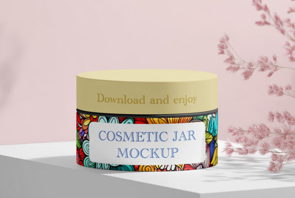Free Cosmetic Jar on Cube Mockup