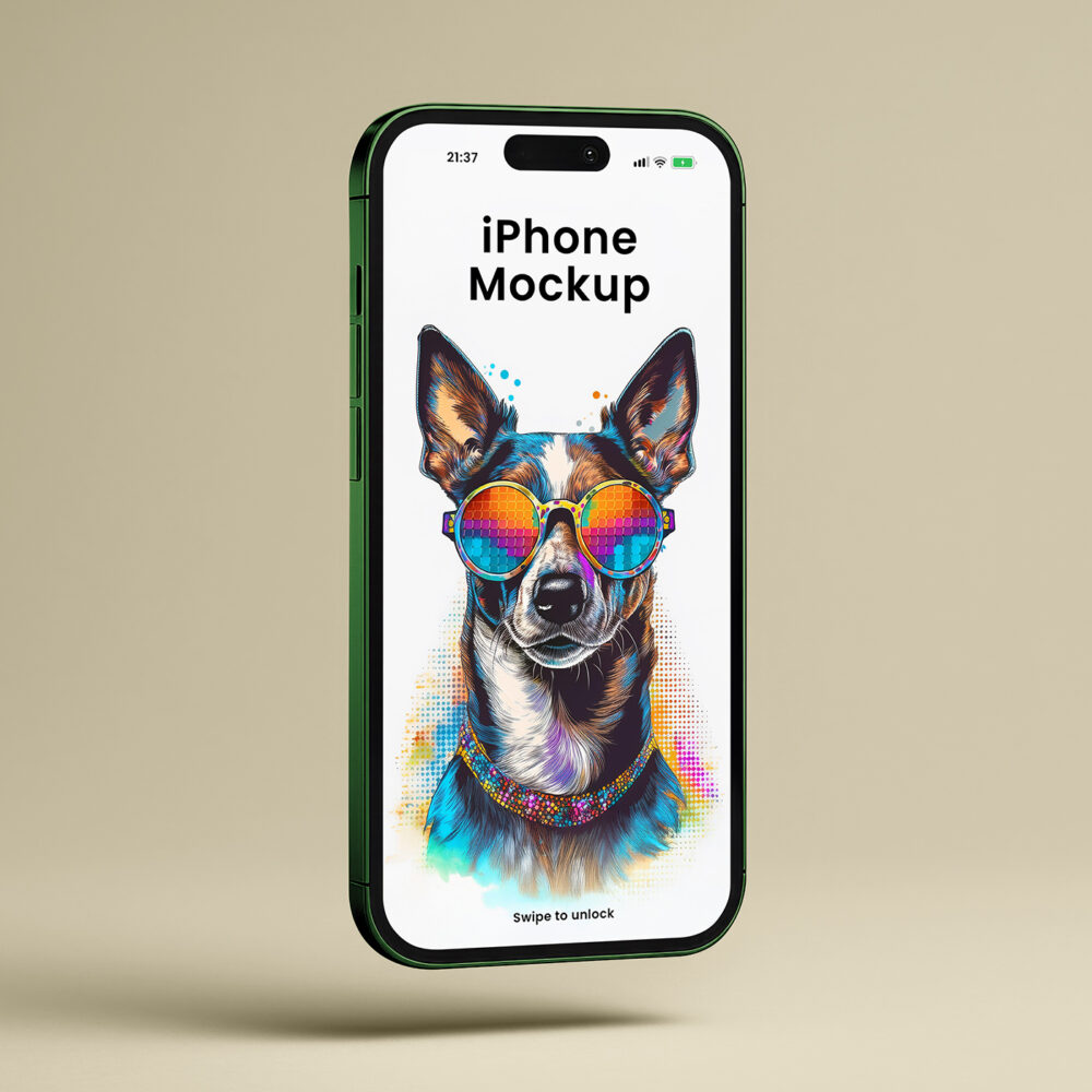 Free Levitating iPhone Screen Mockup - mockupbee