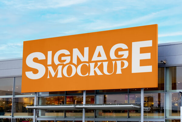 Free Signage on Big Shop Mockup