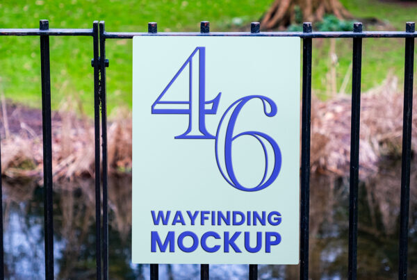 Free Wayfinding Sign on Fence Mockup