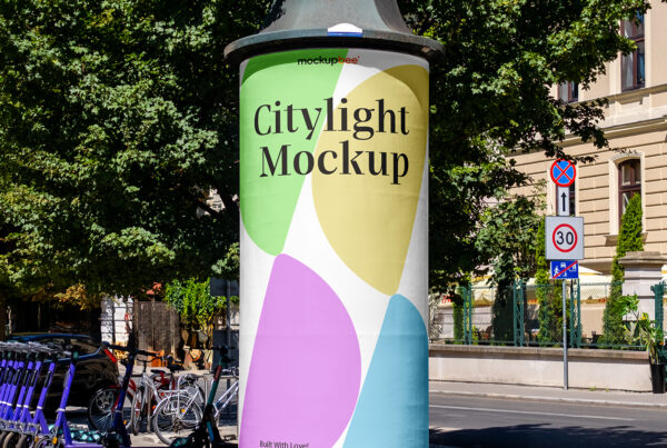 Free Advertising Column Mockup