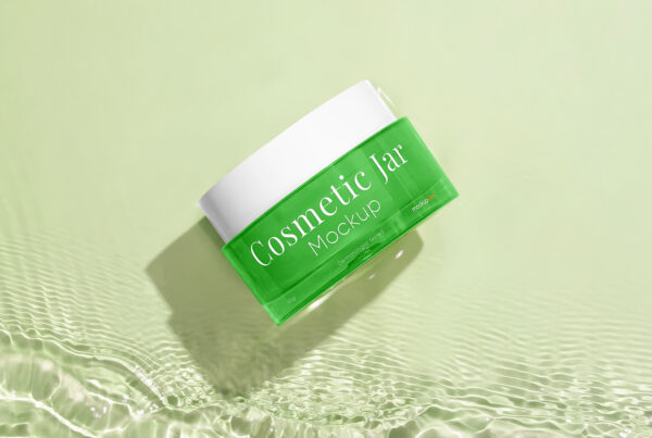 Free Cosmetic Jar in Water Mockup
