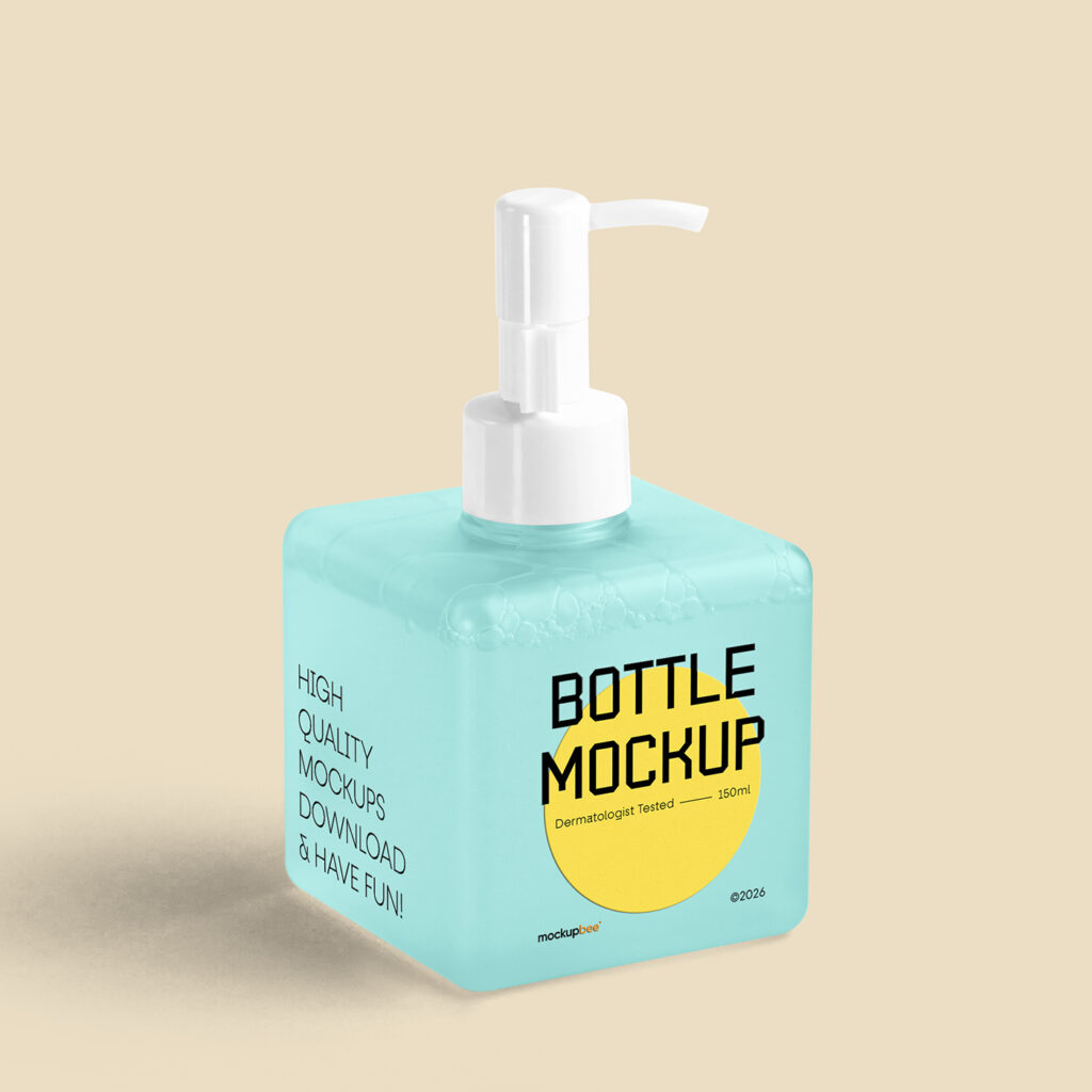 Free Cubic Dispenser Bottle Mockup