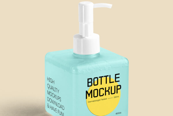 Free Cubic Dispenser Bottle Mockup