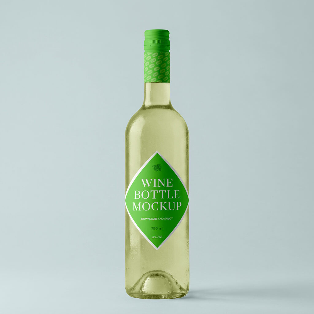 Free Diamond Label Wine Bottle Mockup