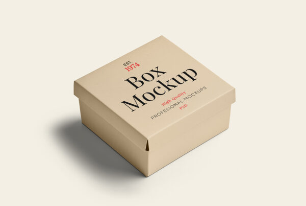 Free Square Box in Perspective Mockup