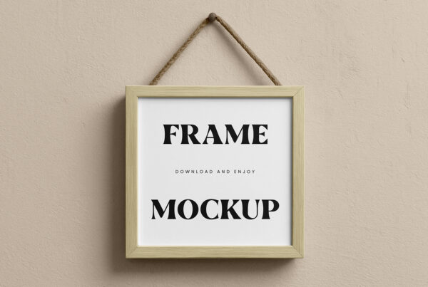 Free Square Wooden Frame Mockup